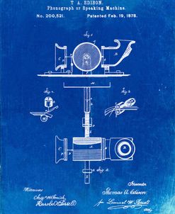 PP622-Faded Blueprint T. A. Edison Phonograph Patent Poster