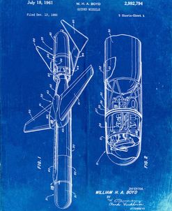 PP624-Faded Blueprint Cold War Era Guided Missile Patent Poster