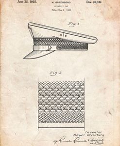 PP623-Vintage Parchment Military Hat 1935 Patent Poster
