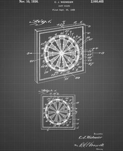 PP625-Black Grid Dart Board 1936 Patent Poster
