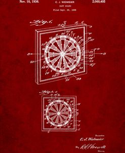 PP625-Burgundy Dart Board 1936 Patent Poster