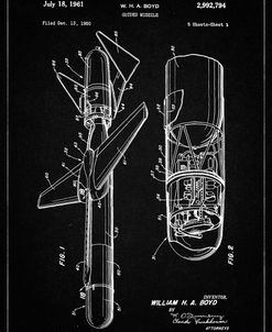 PP624-Vintage Black Cold War Era Guided Missile Patent Poster