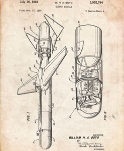PP624-Vintage Parchment Cold War Era Guided Missile Patent Poster