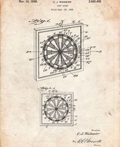 PP625-Vintage Parchment Dart Board 1936 Patent Poster