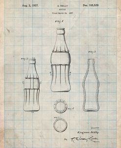 PP626-Antique Grid Parchment D-Patent Coke Bottle Patent Poster