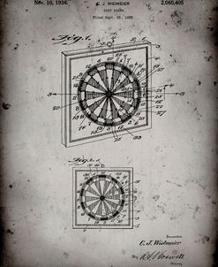 PP625-Faded Grey Dart Board 1936 Patent Poster