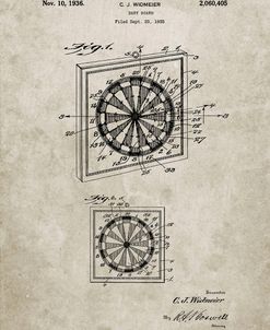 PP625-Sandstone Dart Board 1936 Patent Poster