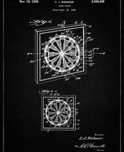 PP625-Vintage Black Dart Board 1936 Patent Poster