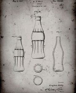 PP626-Faded Grey D-Patent Coke Bottle Patent Poster