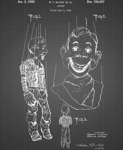 PP628-Black Grid Howdy Doody Marionette Patent Poster