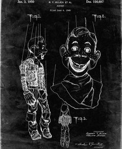 PP628-Black Grunge Howdy Doody Marionette Patent Poster
