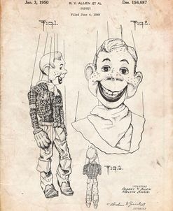 PP628-Vintage Parchment Howdy Doody Marionette Patent Poster