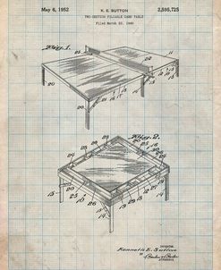 PP629-Antique Grid Parchment Ping Pong Table Patent Poster