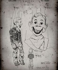 PP628-Faded Grey Howdy Doody Marionette Patent Poster