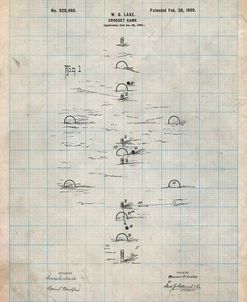 PP631-Antique Grid Parchment Croquet Game 1899 Patent Poster