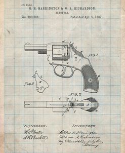PP633-Antique Grid parchment H & R Revolver Pistol Patent Poster