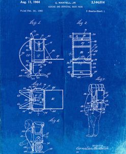 PP632-Faded Blueprint Framed Hiking Pack Patent Poster