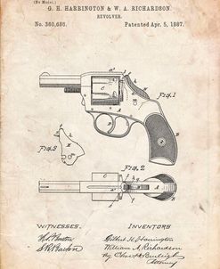 PP633-Vintage Parchment H & R Revolver Pistol Patent Poster
