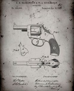 PP633-Faded Grey H & R Revolver Pistol Patent Poster