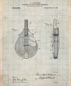 PP638-Antique Grid parchment Mandolin Pick Guard Patent Poster