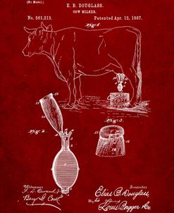 PP639-Burgundy Cow Milker 1887 Patent Poster