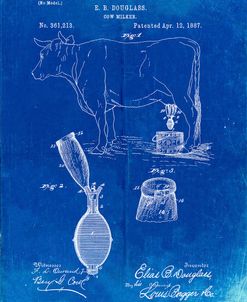 PP639-Faded Blueprint Cow Milker 1887 Patent Poster