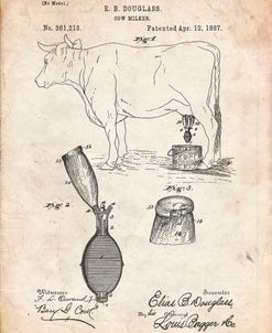 PP639-Vintage Parchment Cow Milker 1887 Patent Poster
