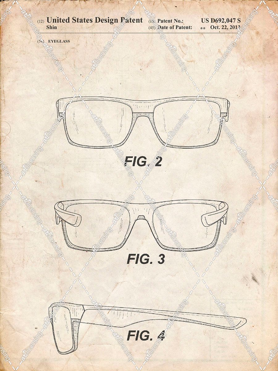 PP640-Vintage Parchment Two Face Prizm Oakley Sunglasses Patent Poster