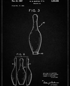 PP641-Vintage Black Bowling Pin 1967 Patent Poster