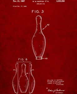 PP641-Burgundy Bowling Pin 1967 Patent Poster