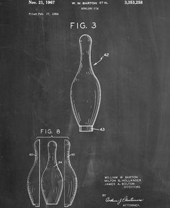 PP641-Chalkboard Bowling Pin 1967 Patent Poster