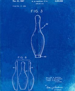 PP641-Faded Blueprint Bowling Pin 1967 Patent Poster
