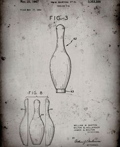 PP641-Faded Grey Bowling Pin 1967 Patent Poster