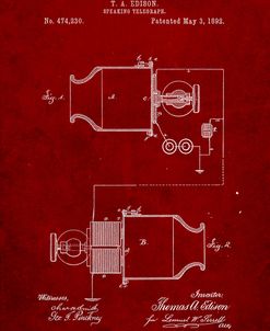 PP644-Burgundy Edison Speaking Telegraph Patent Poster