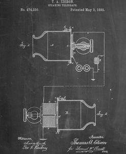 PP644-Chalkboard Edison Speaking Telegraph Patent Poster