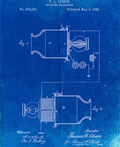 PP644-Faded Blueprint Edison Speaking Telegraph Patent Poster