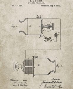 PP644-Sandstone Edison Speaking Telegraph Patent Poster