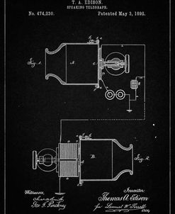 PP644-Vintage Black Edison Speaking Telegraph Patent Poster