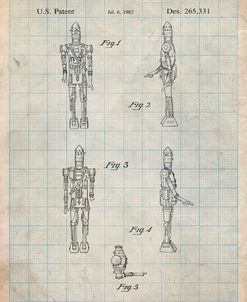 PP646-Antique Grid Parchment Star Wars IG-88 Assassin Droid Patent Wall Art Poster