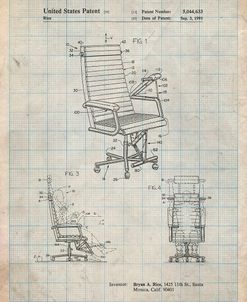 PP648-Antique Grid Parchment Exercising Office Chair Patent Poster
