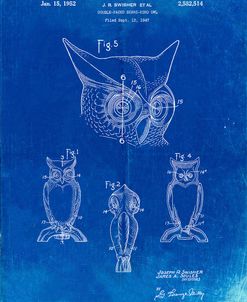PP647-Faded Blueprint Owl Bird of Prey Patent Poster