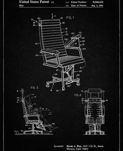 PP648-Vintage Black Exercising Office Chair Patent Poster