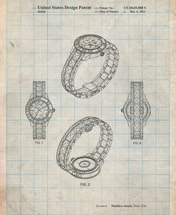 PP651-Antique Grid Parchment Luxury Watch Patent Poster
