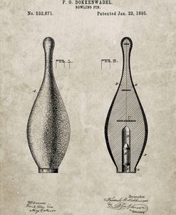 PP652-Sandstone Vintage Bowling Pin Patent Poster