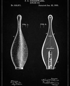 PP652-Vintage Black Vintage Bowling Pin Patent Poster