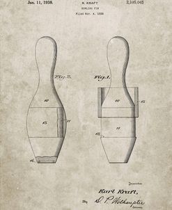 PP653-Sandstone Bowling Pin 1938 Patent Poster