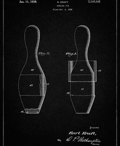 PP653-Vintage Black Bowling Pin 1938 Patent Poster