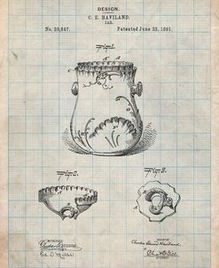 PP660-Antique Grid Parchment Kitchen Jar Pitcher Poster