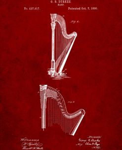 PP662-Burgundy Harp Instrument 1890 Patent Poster
