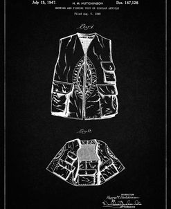 PP661-Vintage Black Hunting and Fishing Vest Patent Poster